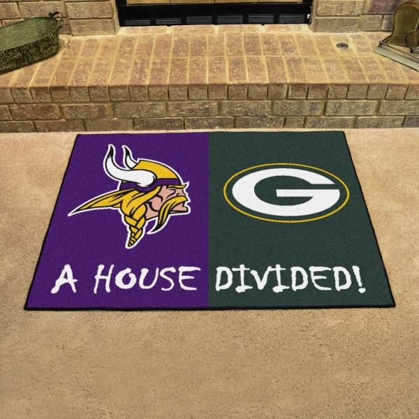 FANMATS Minnesota Vikings-Green Bay Packers House Divided Mat