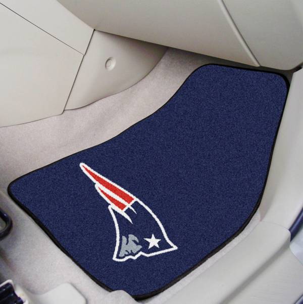 FANMATS New England Patriots 2-Piece Printed Carpet Car Mat Set