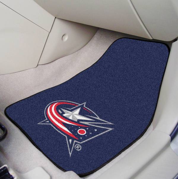 FANMATS Columbus Blue Jackets Two Piece Printed Carpet Car Mat Set