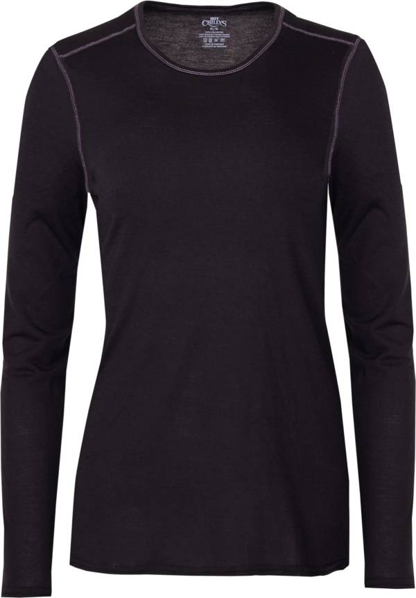 Hot Chillys Pepper Skins Performance Base Layer Women's Crew Top  Navy PS3600Q 