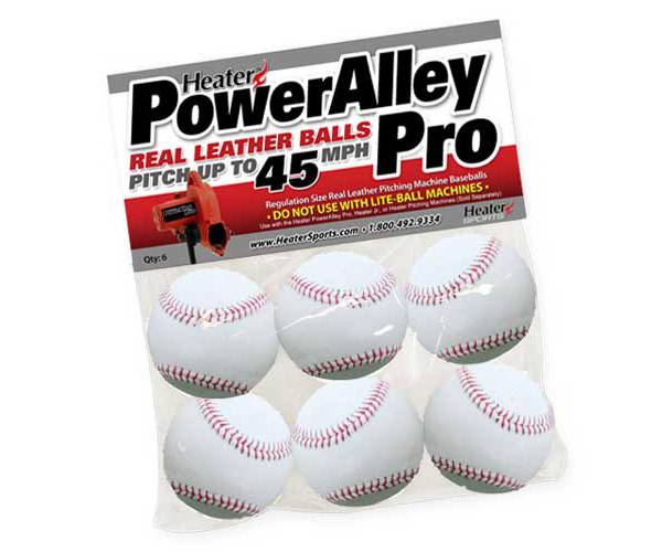 Heater PowerAlley Pro Leather Pitching Machine Baseballs - 6 Pack