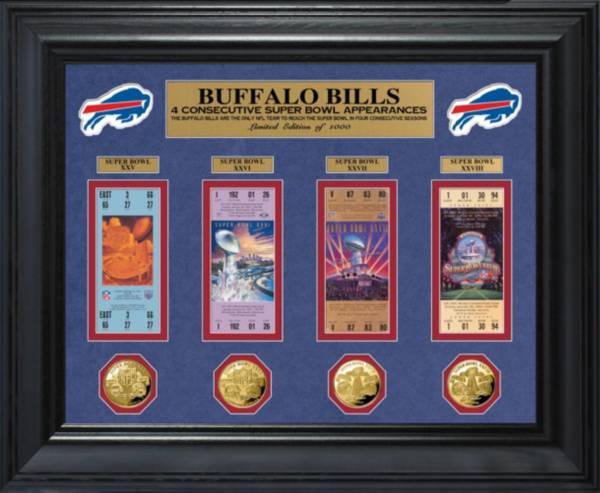 The Highland Mint Buffalo Bills 4 Consecutive Super Bowl Appearances Deluxe Ticket and Game Coin Collection