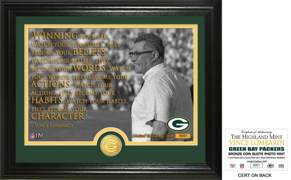 Highland Mint Green Bay Packers Vince Lombardi "Quote" Bronze Coin Photo Mint