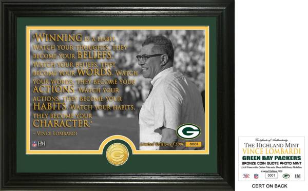 Highland Mint Green Bay Packers Vince Lombardi "Quote" Bronze Coin Photo Mint product image