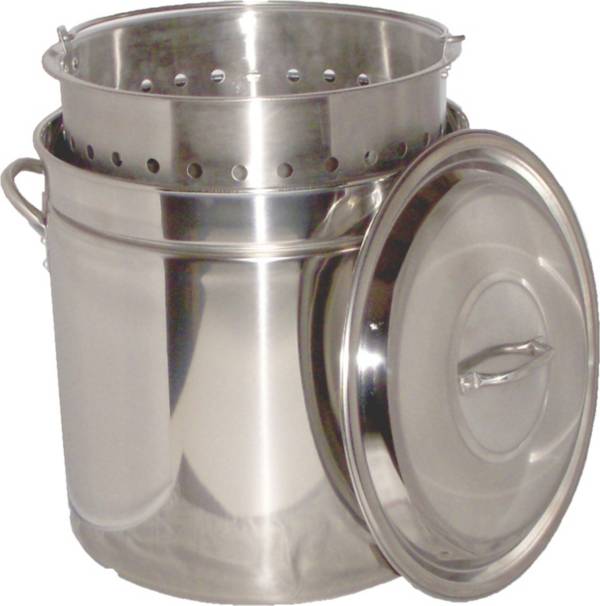 King Kooker 102 Quart Stainless Steel Boiling Pot with Steam Rim