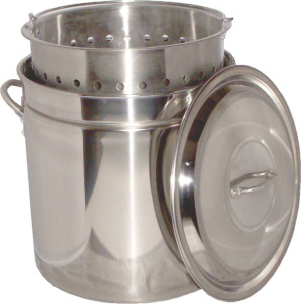 King Kooker 62 Quart Stainless Steel Boiling Pot with Steam Rim