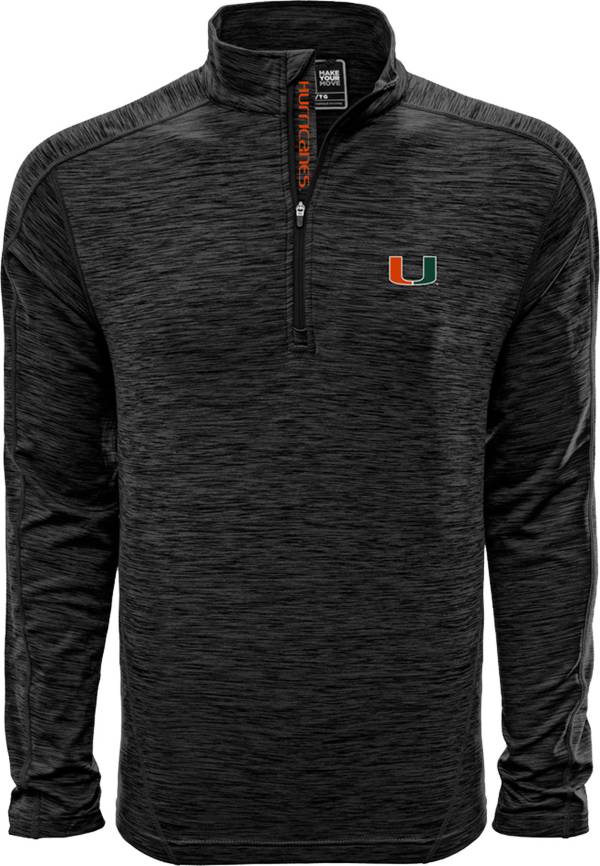 Levelwear Men's Miami Hurricanes Grey Armour Quarter-Zip Pullover Shirt