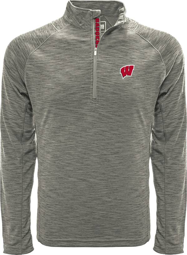 Levelwear Men's Wisconsin Badgers Grey Mobility Long Sleeve Quarter-Zip Pullover Shirt