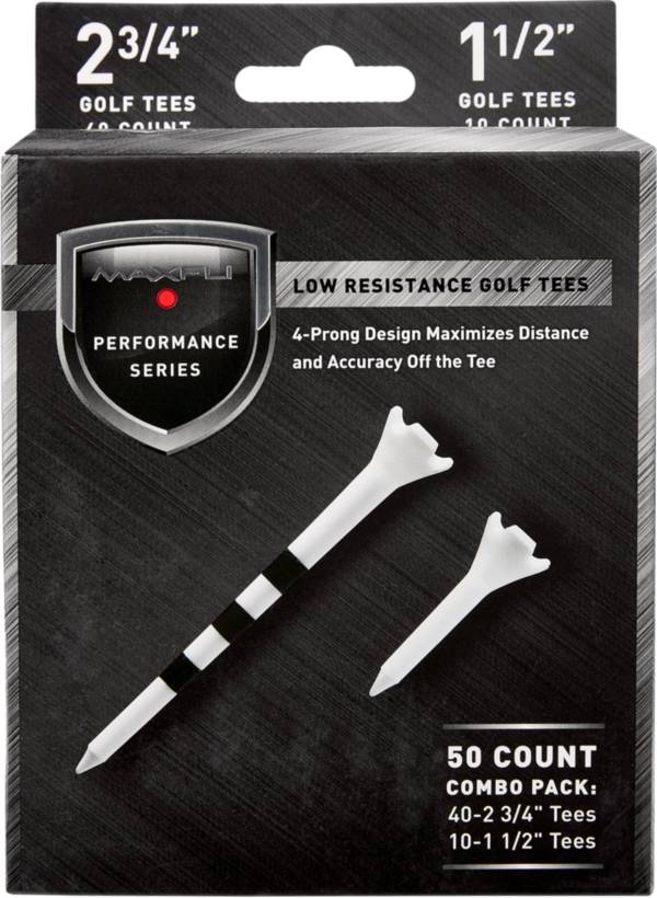 Maxfli Performance Series Low Resistance 2 3/4'' & 1 1/2'' White Golf Tees - 50 Pack product image