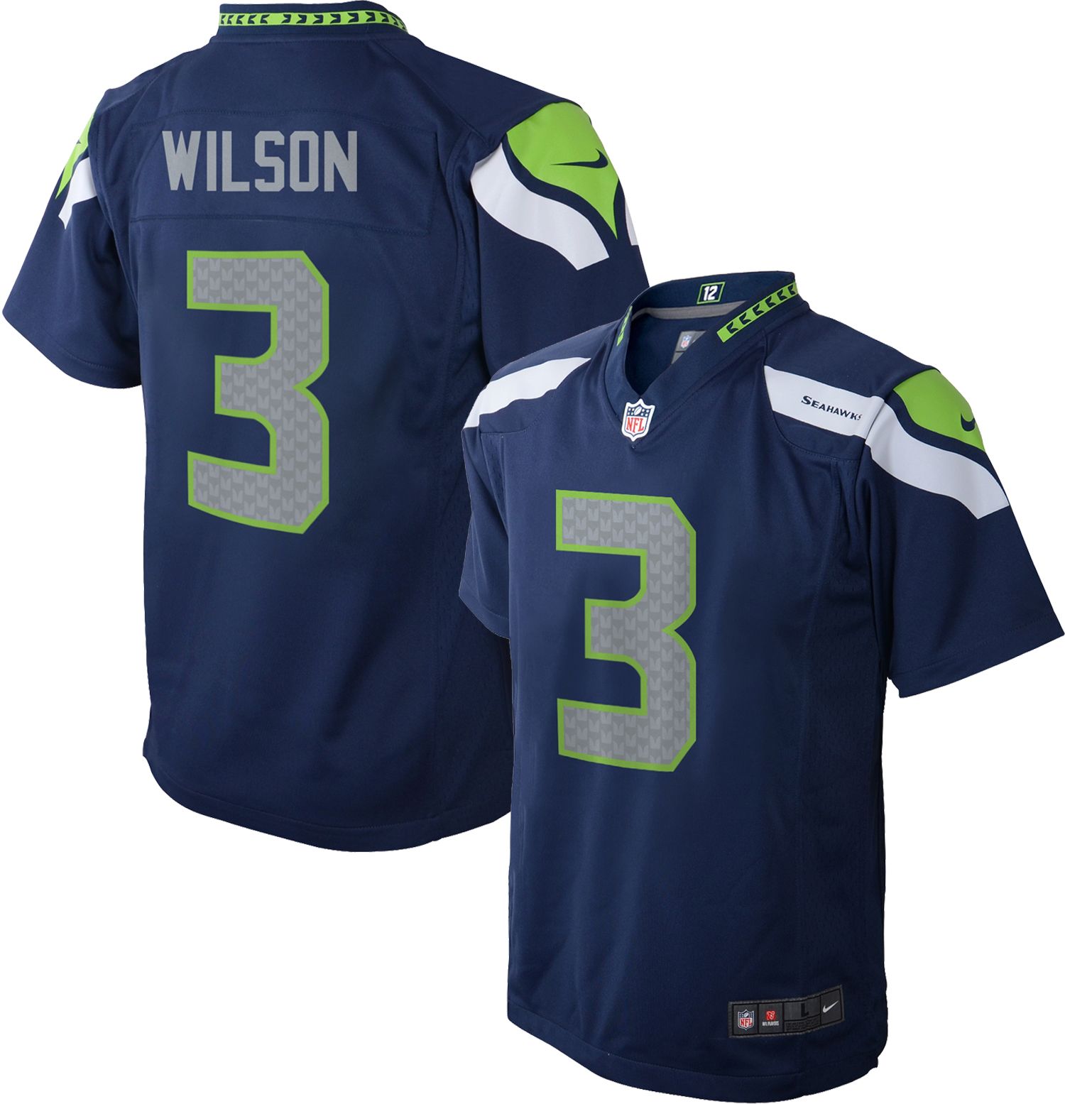 Russell Wilson Autographed Jersey - Blue Nike Elite Size 52 RW Holo Stock  #60977