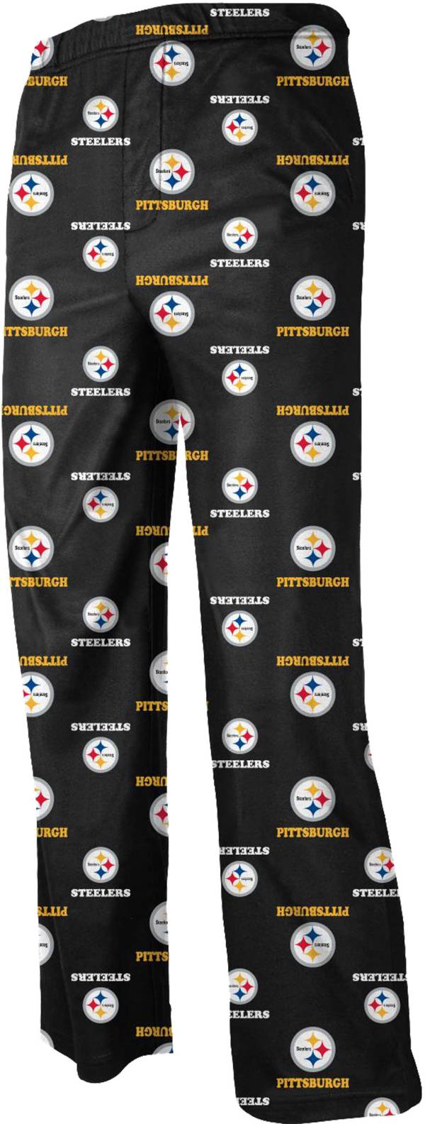 NFL Team Apparel Youth Pittsburgh Steelers Team Print Black Jersey Pants