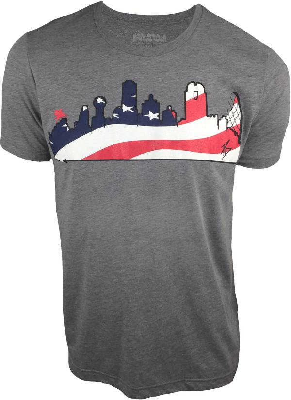 OutlineTheSky Men's Dallas Skyline Americana T-Shirt