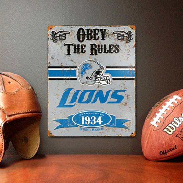 Party Animal Detroit Lions Embossed Metal Sign