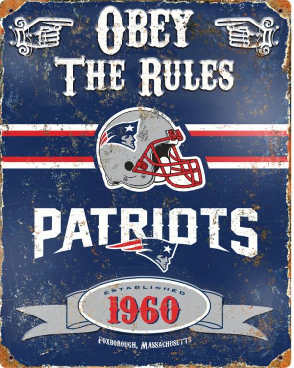 Party Animal New England Patriots Embossed Metal Sign