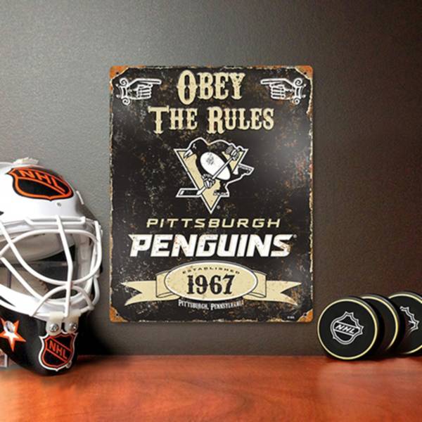 Party Animal Pittsburgh Penguins Embossed Metal Sign
