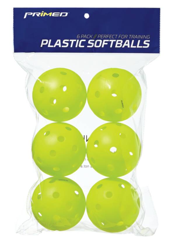 PRIMED 12” Plastic Yellow Training Softballs - 6 Pack