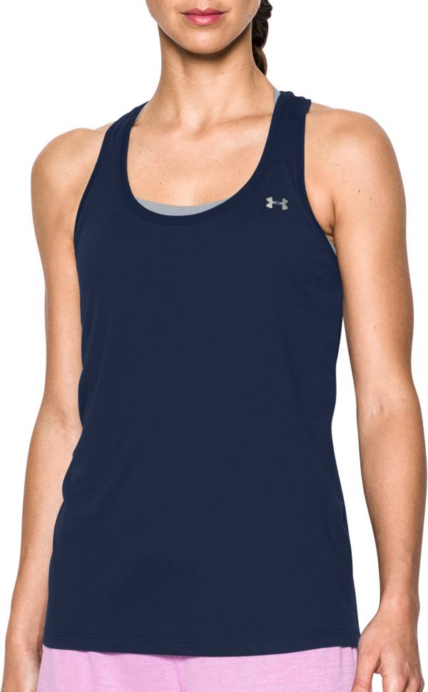 Details about   Under Armour UA HeatGear Ladies Free Cut Strappy Tank Blue Sports Running Vest 