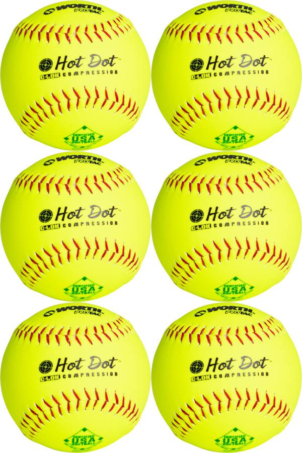 Worth 12" ASA Hot Dot Slowpitch Softballs - 6 Pack product image
