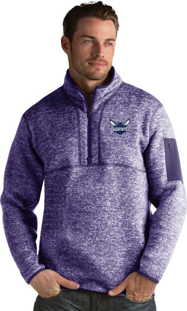 Antigua Men's Charlotte Hornets Fortune Purple Half-Zip Pullover