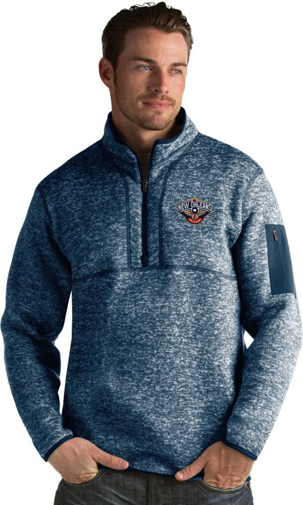 Antigua Men's New Orleans Pelicans Fortune Navy Half-Zip Pullover