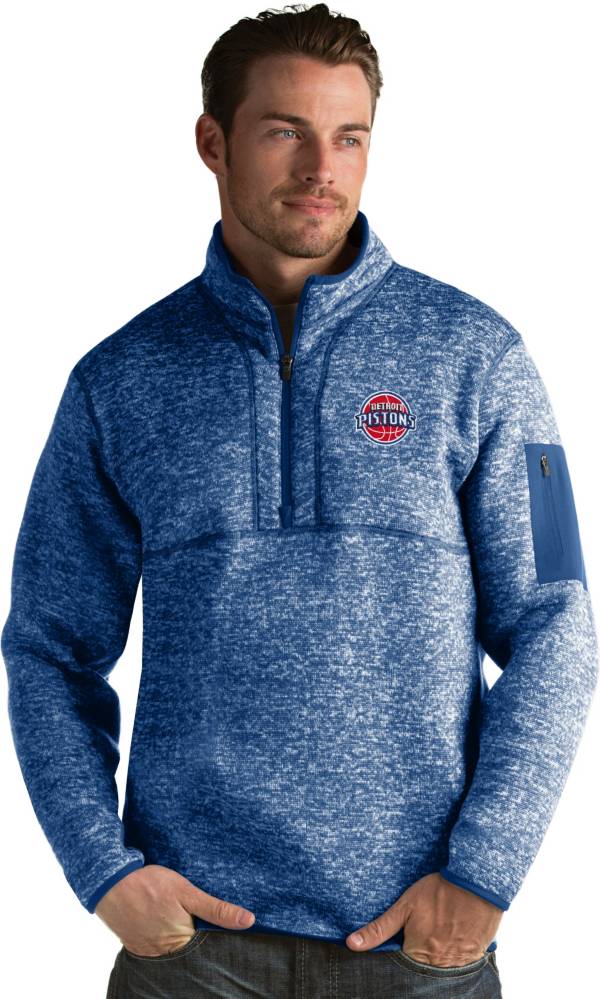 Antigua Men's Detroit Pistons Fortune Royal Half-Zip Pullover product image