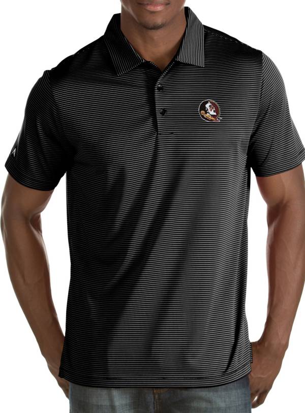 Antigua Men's Florida State Seminoles Black Quest Polo