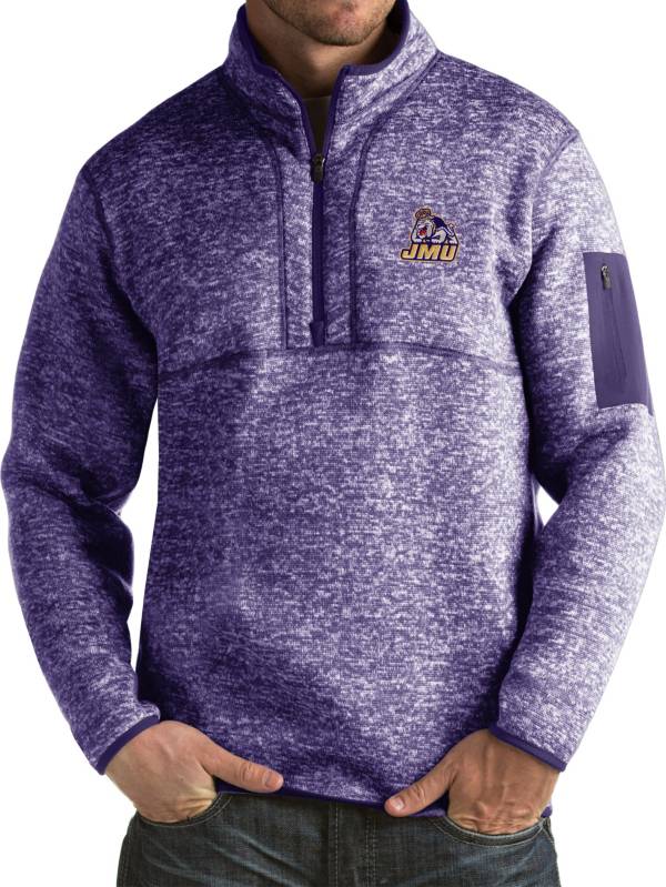 Antigua Men's James Madison Dukes Purple Fortune Pullover Jacket