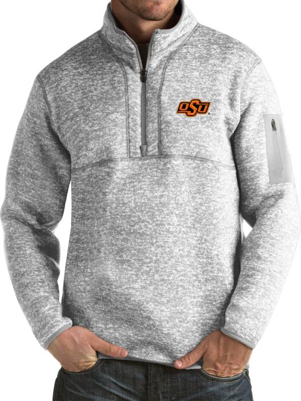 Antigua Men's Oklahoma State Cowboys Grey Fortune Pullover Jacket