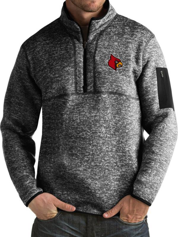 Antigua Men's Louisville Cardinals Black Fortune Pullover Jacket