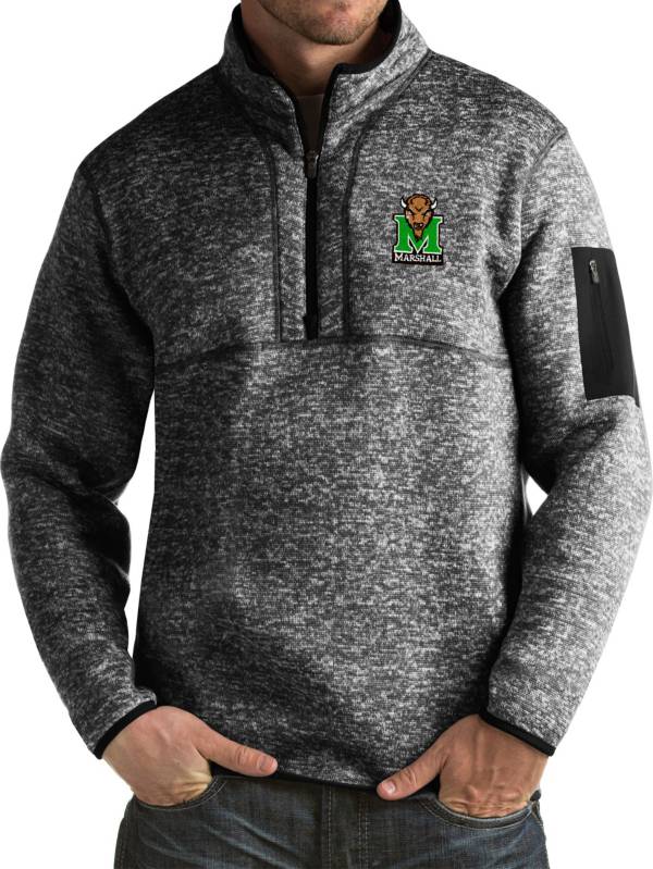 Antigua Men's Marshall Thundering Herd Black Fortune Pullover Jacket