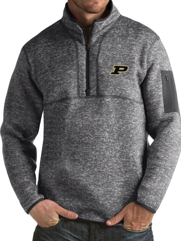 Antigua Men's Purdue Boilermakers Grey Fortune Pullover Jacket