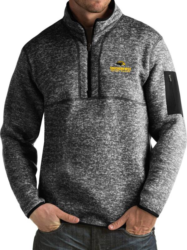 Antigua Men's Southern Miss Golden Eagles Black Fortune Pullover Jacket