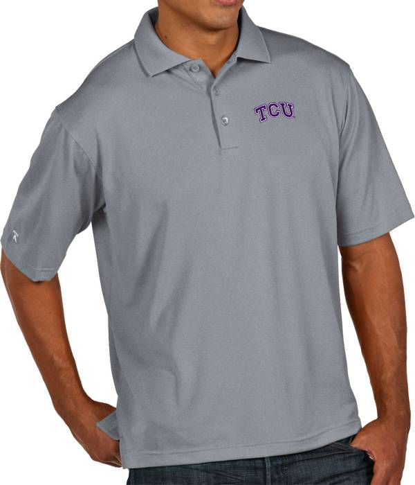 Antigua Men's TCU Horned Frogs Grey Pique Xtra-Lite Polo