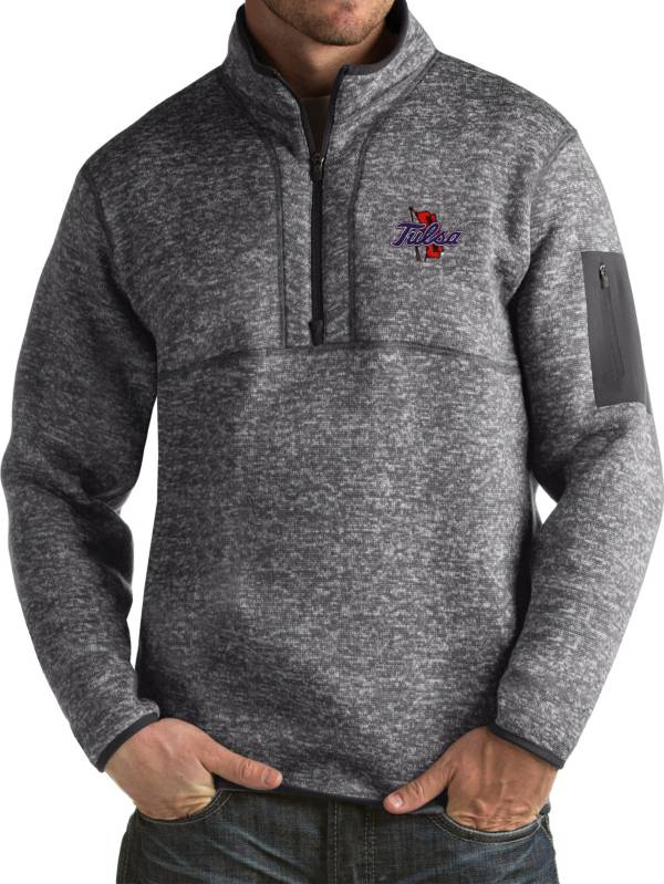 Antigua Men's Tulsa Golden Hurricane Grey Fortune Pullover Jacket