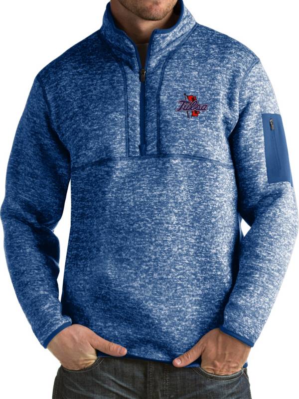 Antigua Men's Tulsa Golden Hurricane Blue Fortune Pullover Jacket