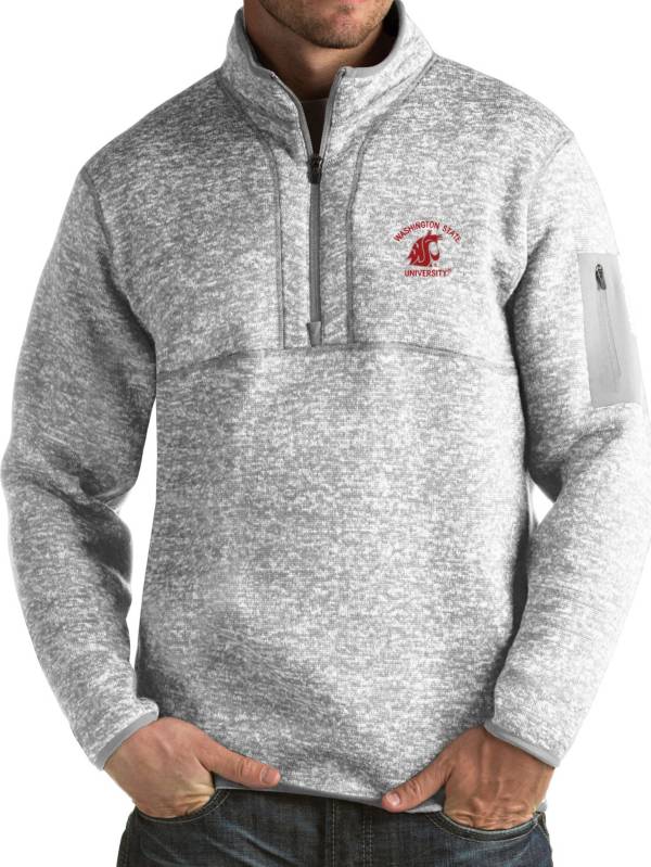 Antigua Men's Washington State Cougars Grey Fortune Pullover Jacket