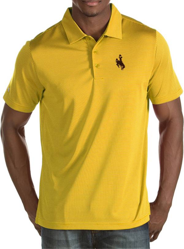 Antigua Men's Wyoming Cowboys Gold Quest Polo