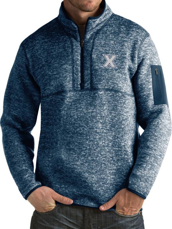 Antigua Men's Xavier Musketeers Blue Fortune Pullover Jacket