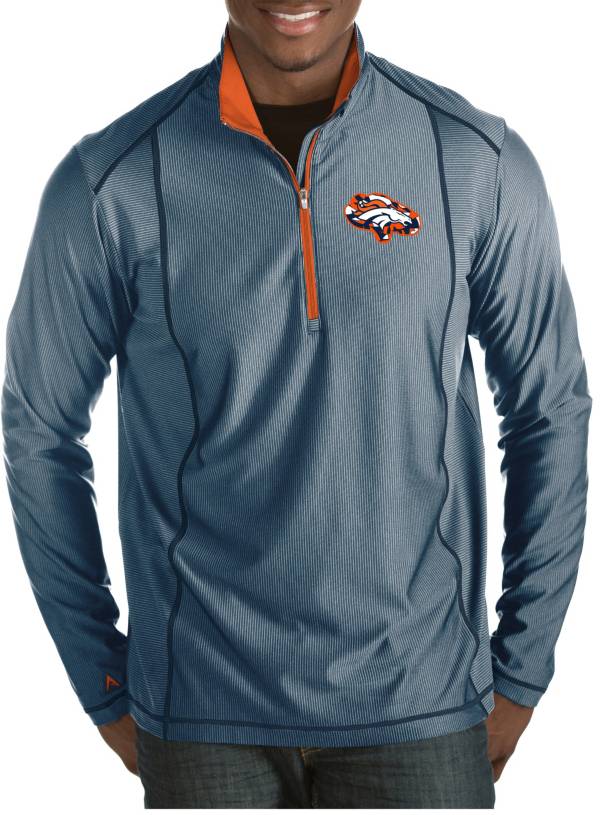 Antigua Men's Denver Broncos Quick Snap Logo Tempo Navy Quarter-Zip Pullover