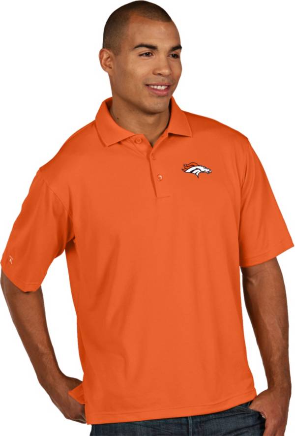 Antigua Men's Denver Broncos Pique Xtra-Lite Orange Polo product image