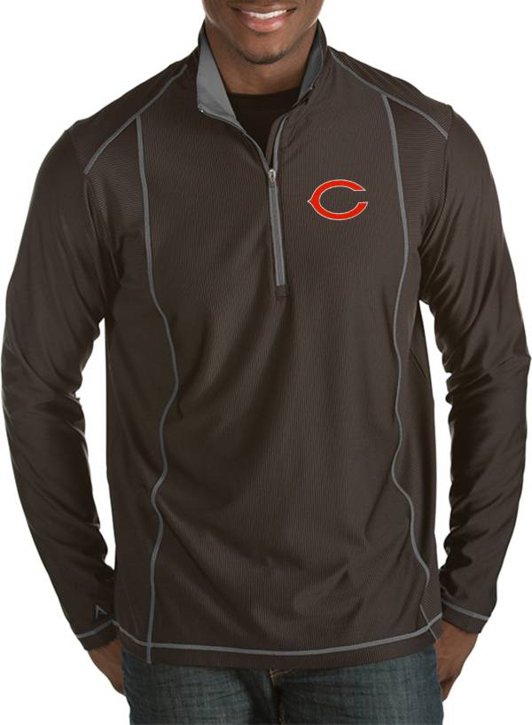 Antigua Men's Chicago Bears Tempo Black Quarter-Zip Pullover