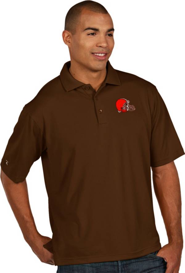 Antigua Men's Cleveland Browns Pique Xtra-Lite Brown Polo product image