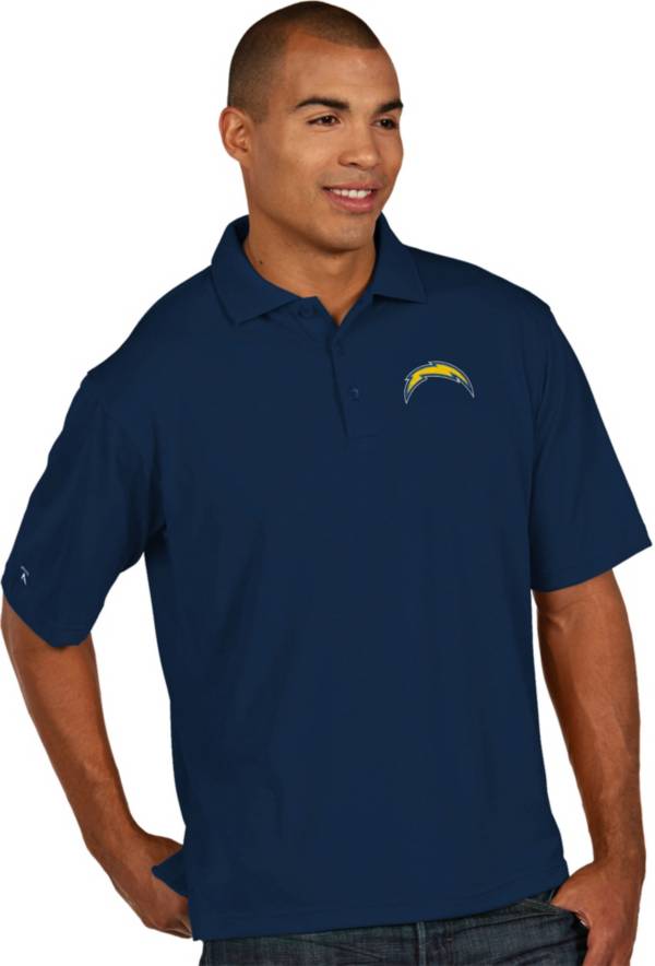 Antigua Men's Los Angeles Chargers Pique Xtra-Lite Navy Polo