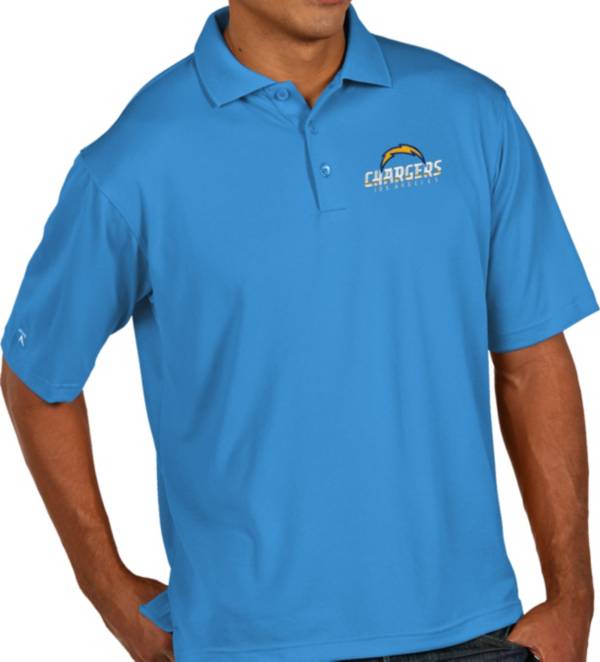 Antigua Men's Los Angeles Chargers Pique Xtra-Lite Blue Polo