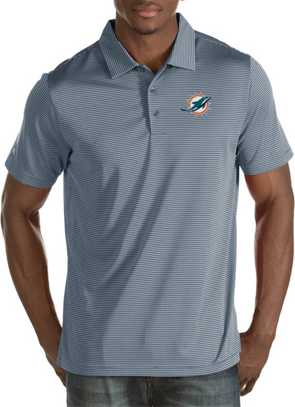 Antigua Men's Miami Dolphins Quest Grey Polo