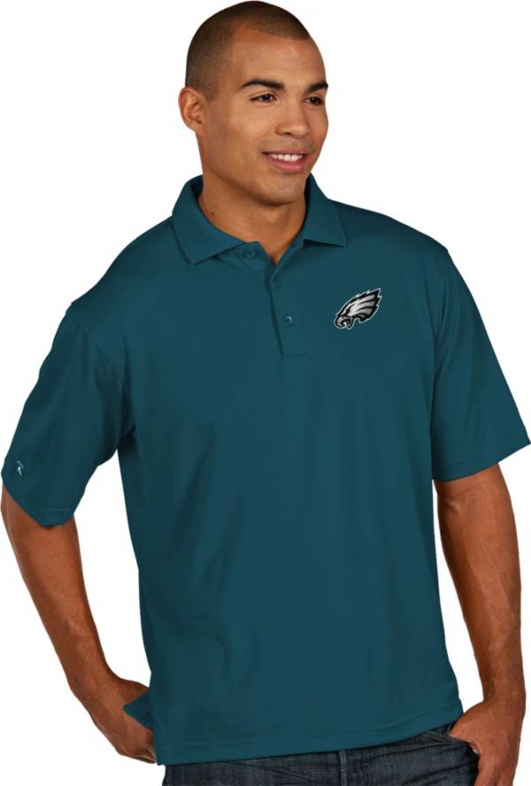 Antigua Men's Philadelphia Eagles Pique Xtra-Lite Teal Polo