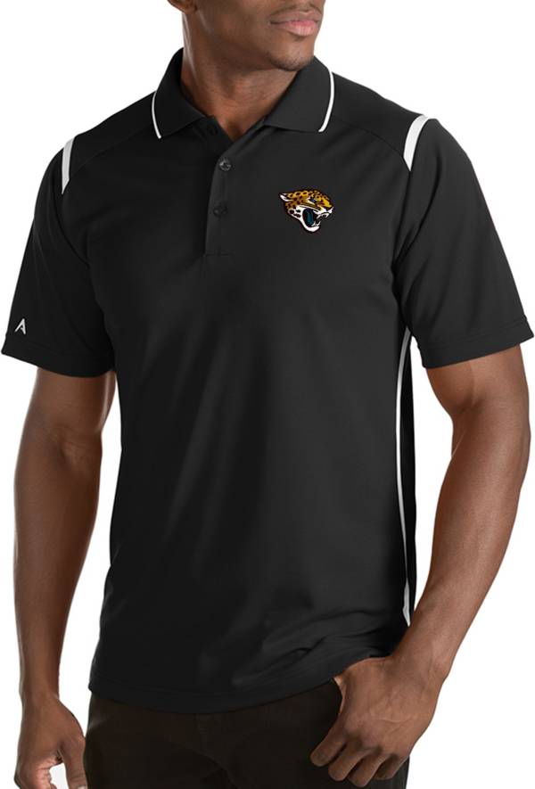 Antigua Men's Jacksonville Jaguars Merit Black Xtra-Lite Polo