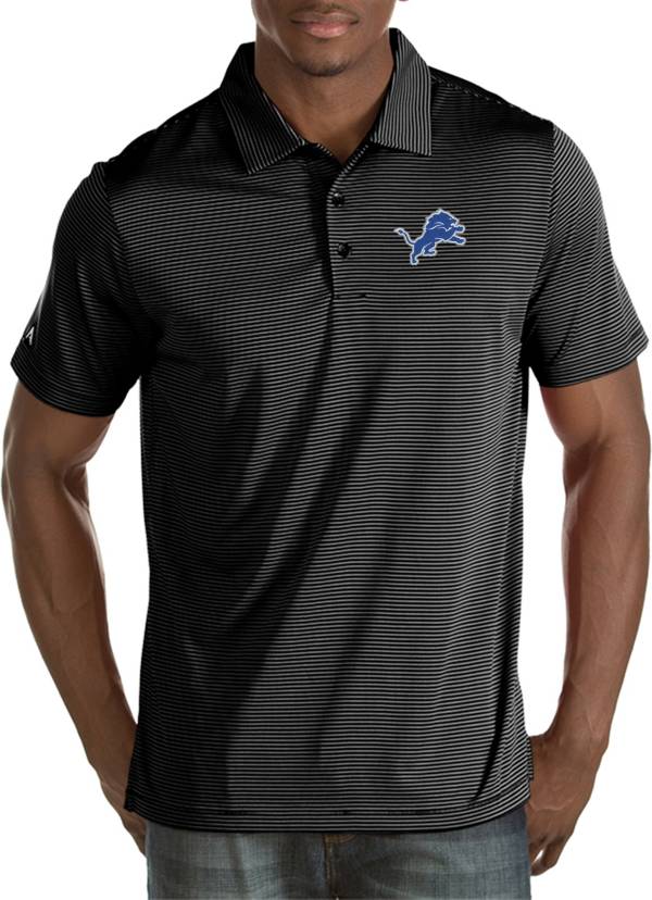 Antigua Men's Detroit Lions Quest Black Polo