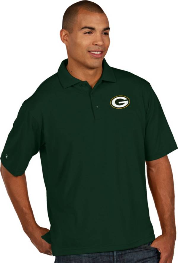 Antigua Men's Green Bay Packers Pique Xtra-Lite Green Polo product image