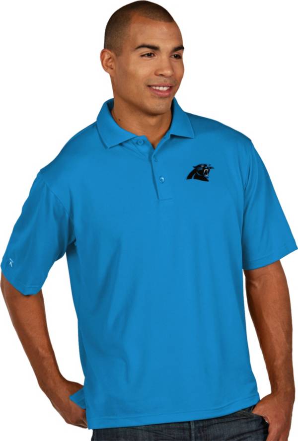 Antigua Men's Carolina Panthers Pique Xtra-Lite Blue Polo product image